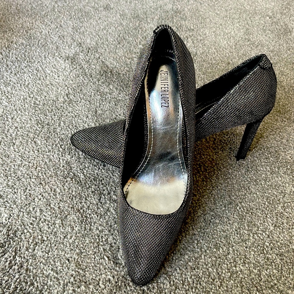Jennifer Lopez Silver Sparkly Heels
